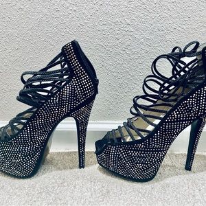 Pre Loved LILIANA Black Bling Womens Platform Heels